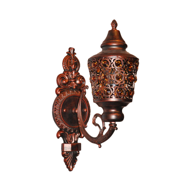 Skørter | Bohemian Lantern Wall Lamp 1-head Metal Wall Mount Lamp in Copper for Bedroom