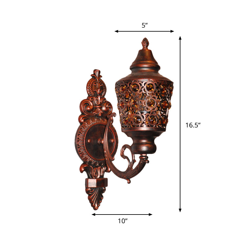 Skørter | Bohemian Lantern Wall Lamp 1-head Metal Wall Mount Lamp in Copper for Bedroom