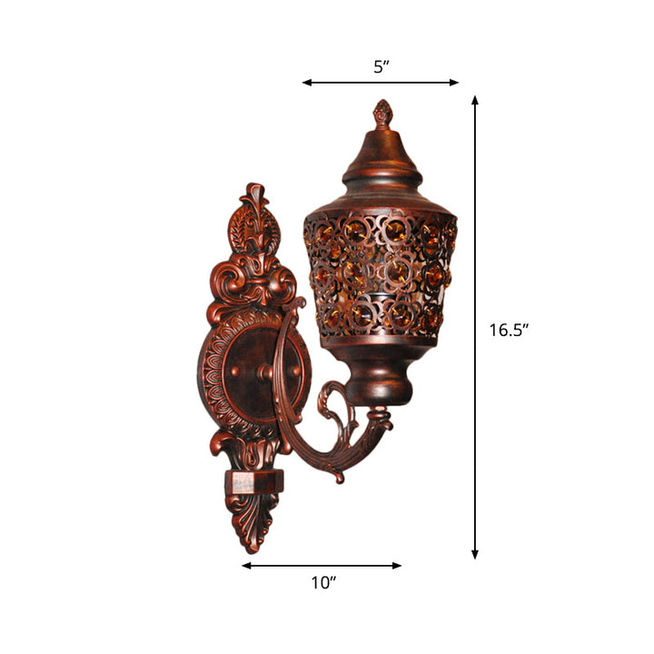 Skørter | Bohemian Lantern Wall Lamp 1-head Metal Wall Mount Lamp in Copper for Bedroom