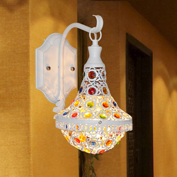 Skørter | 1 Head Wall Light Bohemian Drop Metal Wall Lighting in White for Hallway