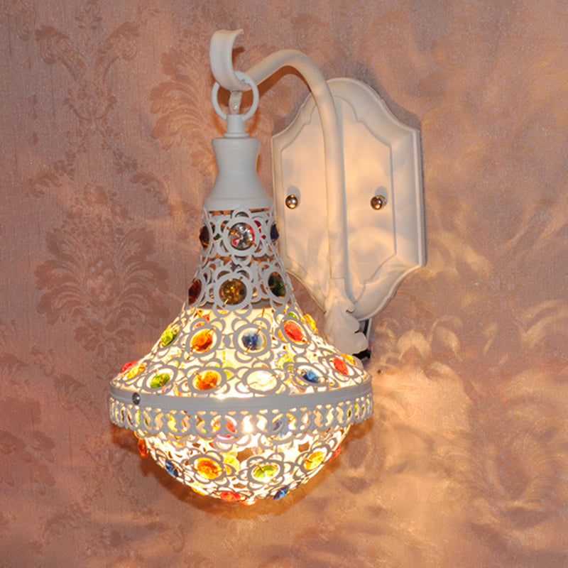 Skørter | 1 Head Wall Light Bohemian Drop Metal Wall Lighting in White for Hallway