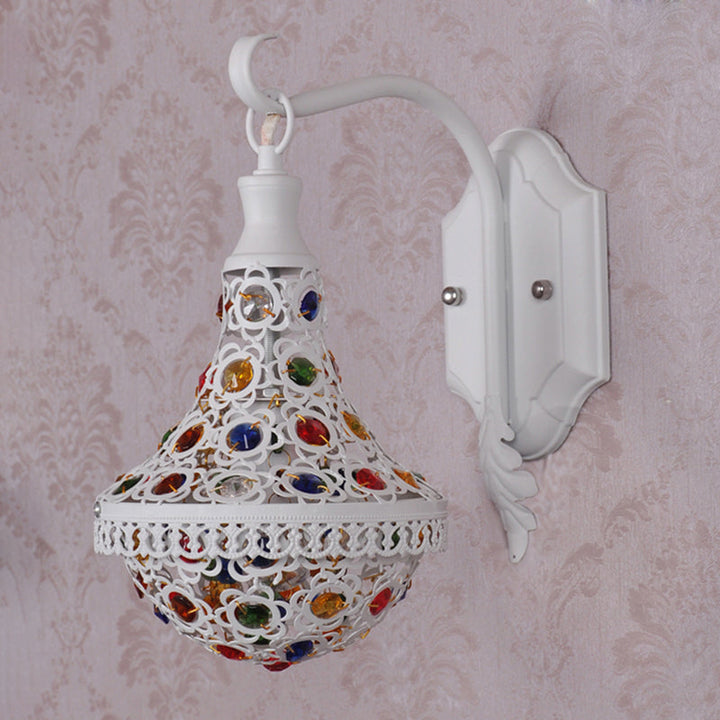 Skørter | 1 Head Wall Light Bohemian Drop Metal Wall Lighting in White for Hallway