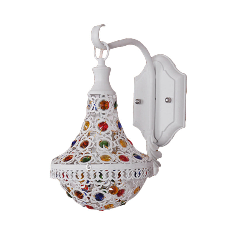 Skørter | 1 Head Wall Light Bohemian Drop Metal Wall Lighting in White for Hallway