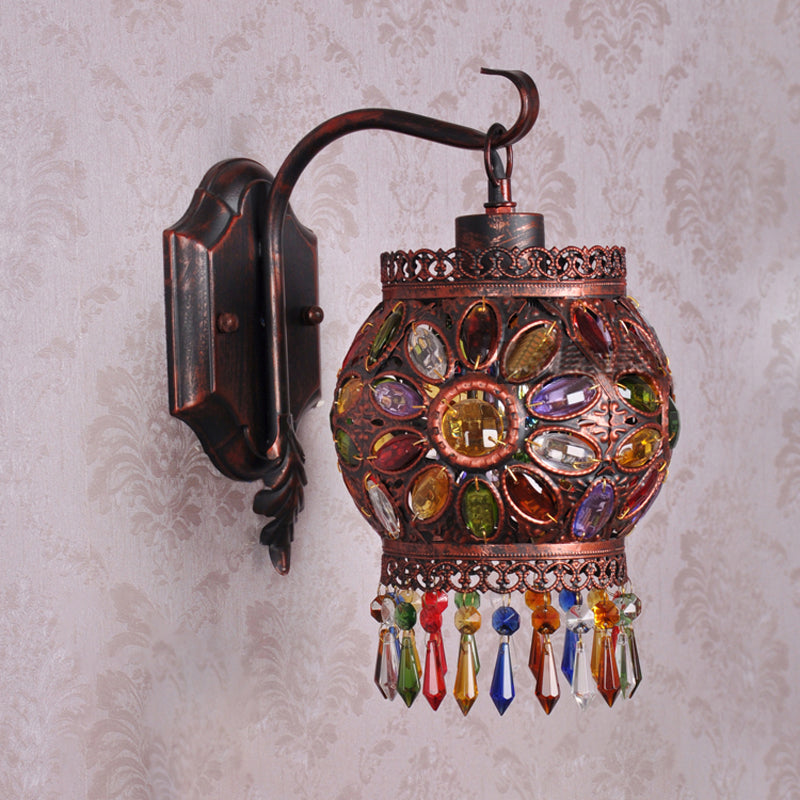 Skørter | Metal Global Wall Lamp Sconces Vintage 1 Head Living Room Wall Lighting Fixture in Rust