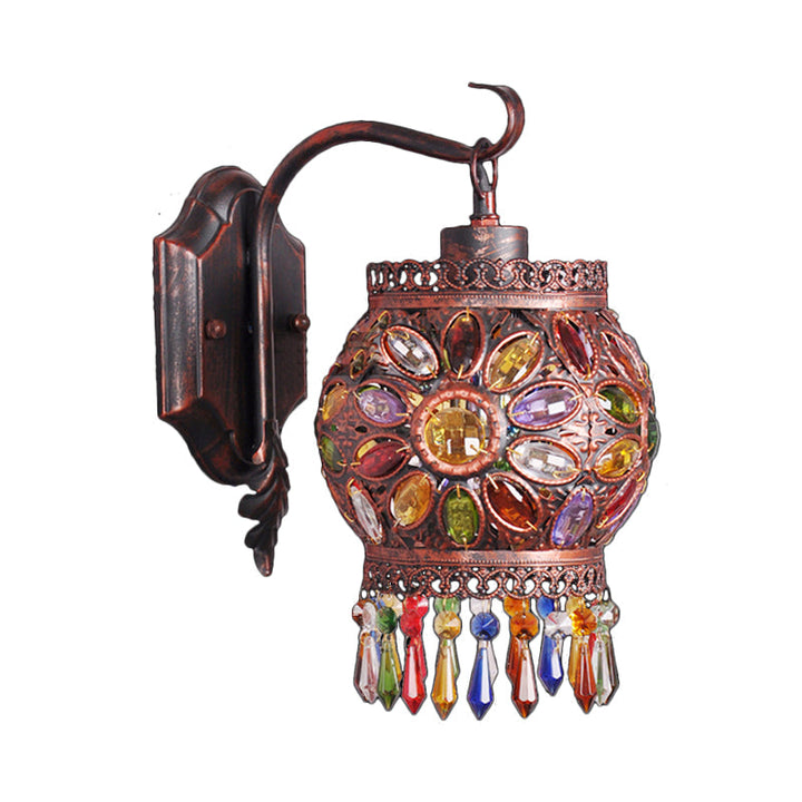 Skørter | Metal Global Wall Lamp Sconces Vintage 1 Head Living Room Wall Lighting Fixture in Rust