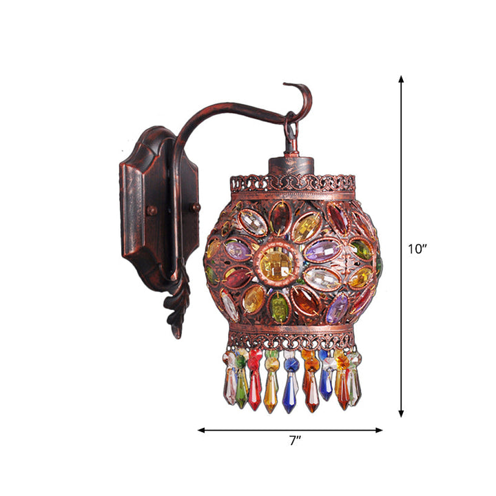 Skørter | Metal Global Wall Lamp Sconces Vintage 1 Head Living Room Wall Lighting Fixture in Rust