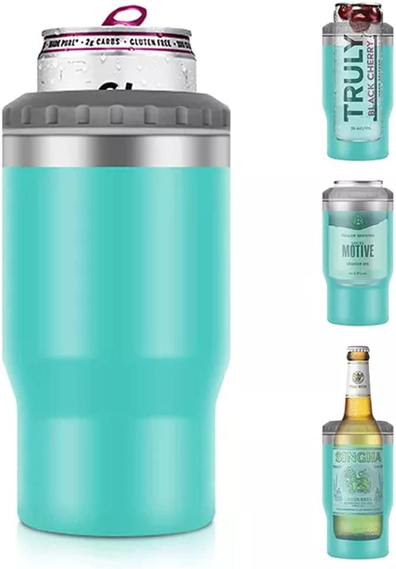 Lisslune | 4 in 1 stainless steel can/bottle insulator, 14Oz two-way lid SUS insulated can cooler, beer bottle holder (Black)