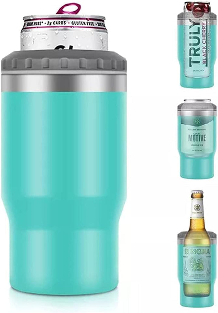 Lisslune | 4 in 1 stainless steel can/bottle insulator, 14Oz two-way lid SUS insulated can cooler, beer bottle holder (Black)