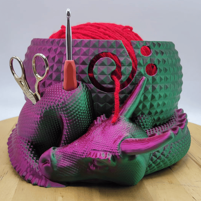Lisslune | Large Fantasy Dragon and Egg Fantasy Bowl Knitting or Crochet Bowl
