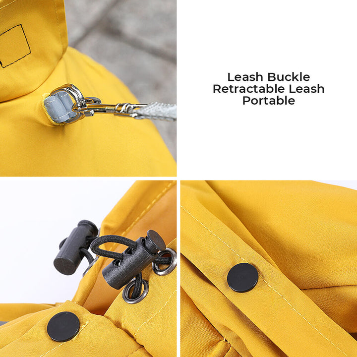 Lisslune | Stylish waterproof adjustable reflective stripe dog rain jacket with hood