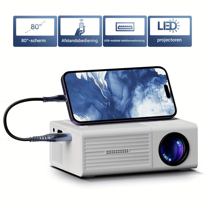 Lisslune | LumoBeam Ultra-Bright Mini Projector (3000 Lumens) – Compact HD Home & Outdoor Cinema