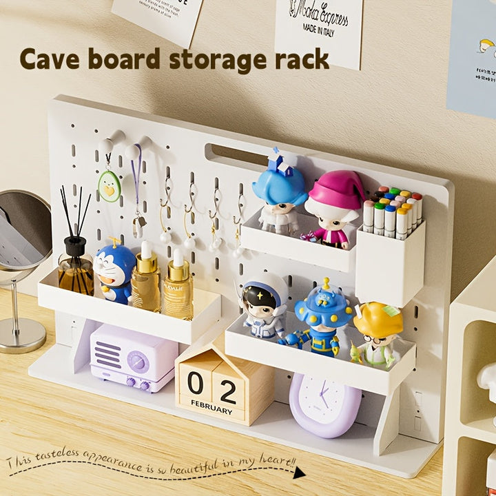 Lisslune | Ein Set aus bohrlosem Nagelbrett-Lagerset (einschließlich Zubehör) Multifunktionaler Desktop-Organizer, geeignet für Schlafsaal, Büroaufbewahrung, einfach zu installieren Hochwertige PVC-Holz-Kunststoff-Platte, praktisches Regal, Loc