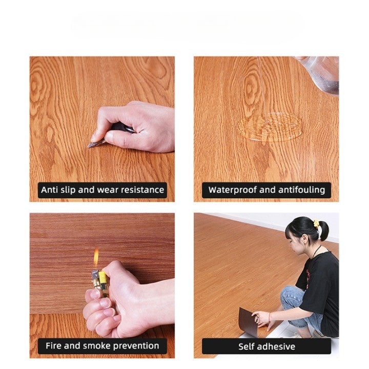 Lisslune | Modern Wood Grain PVC Self-Adhesive Floor Sticker