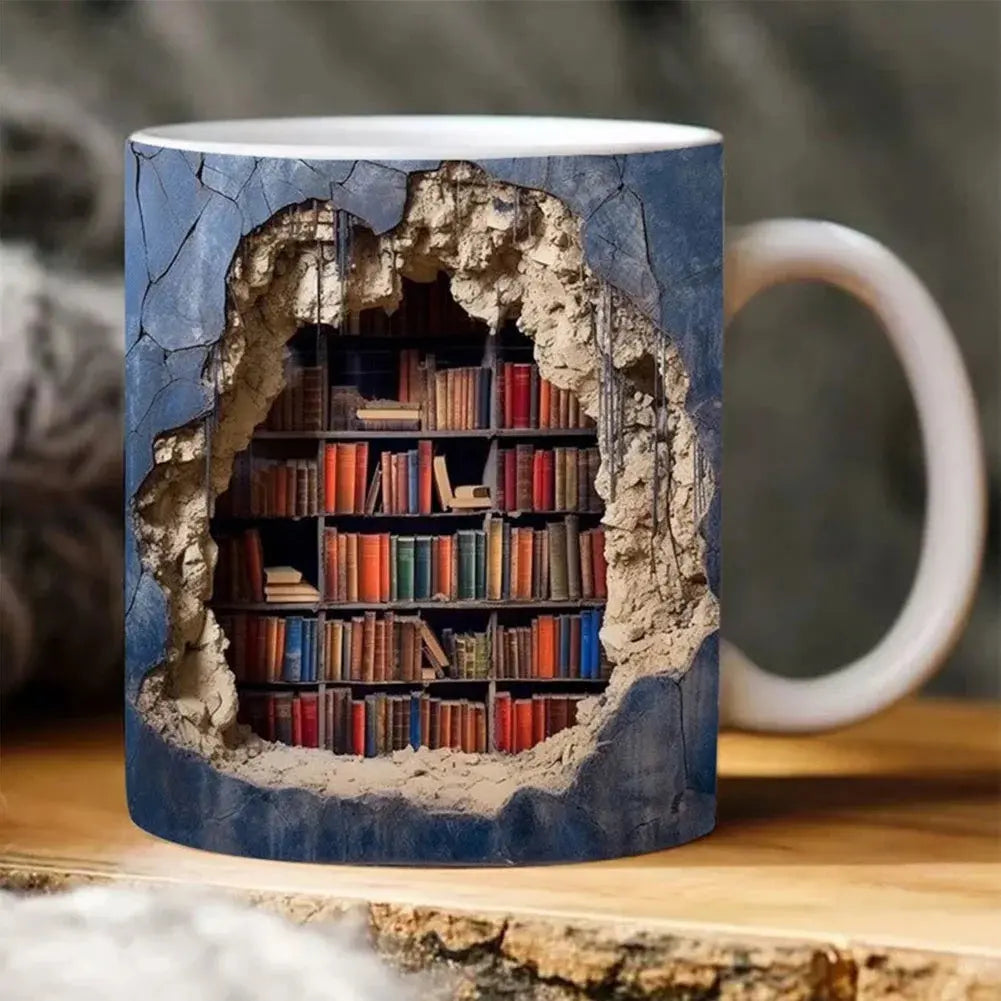 Lisslune | BookShelf Mug – 3D Ceramic Coffee Mug for Book Lovers