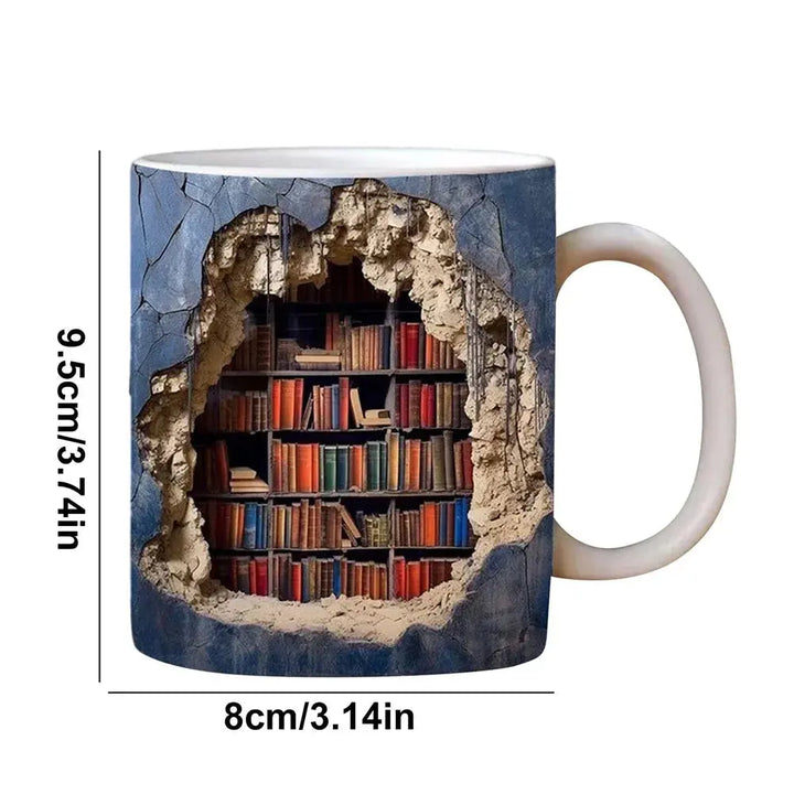 Lisslune | BookShelf Mug – 3D Ceramic Coffee Mug for Book Lovers