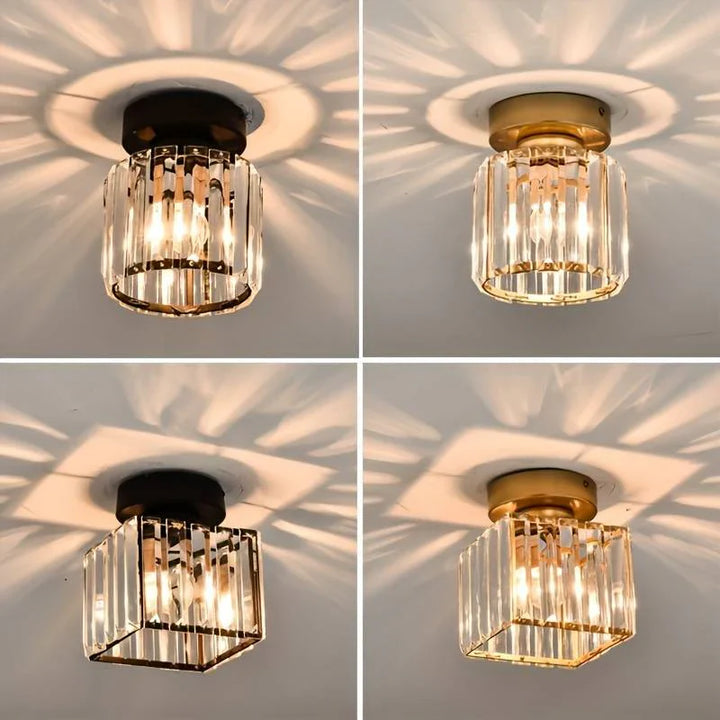 Lisslune | Modern Crystal Ceiling Light with Gold and Black Accents – Stylish Lighting for Your Home