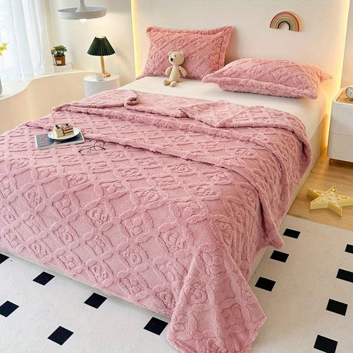 Lisslune | Leaf Embroidery Fleece Winter Blanket