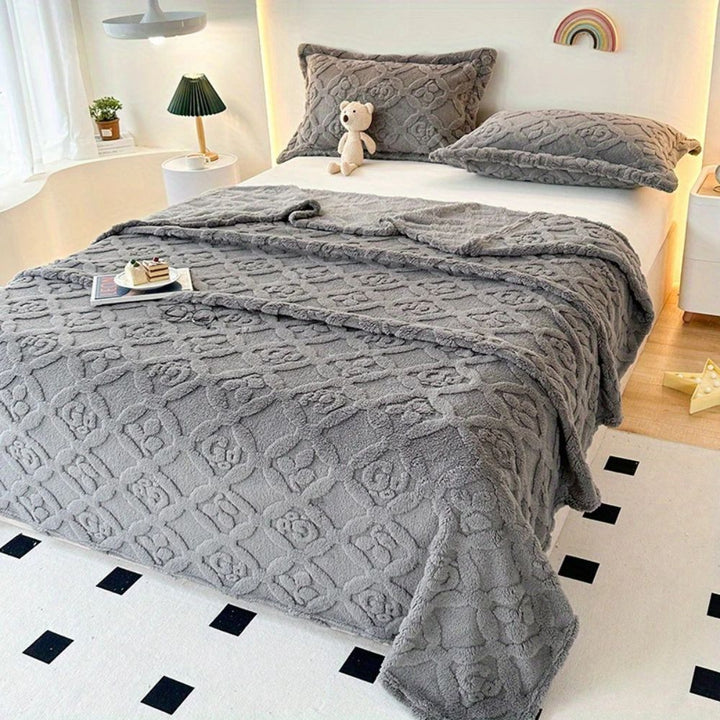 Lisslune | Leaf Embroidery Fleece Winter Blanket