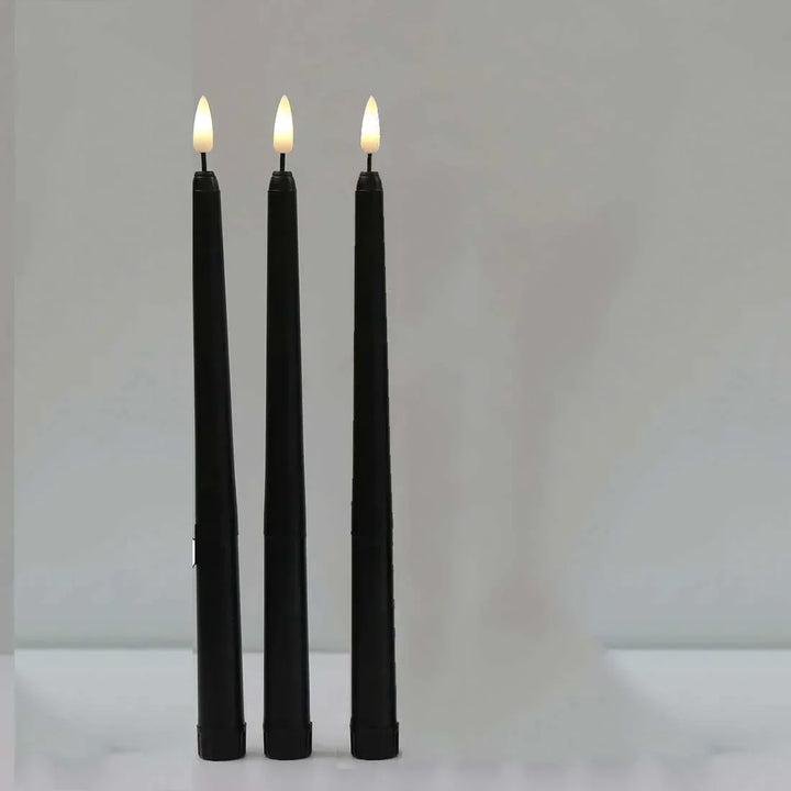 Lisslune | 3 pieces black LED candles with flickering flame