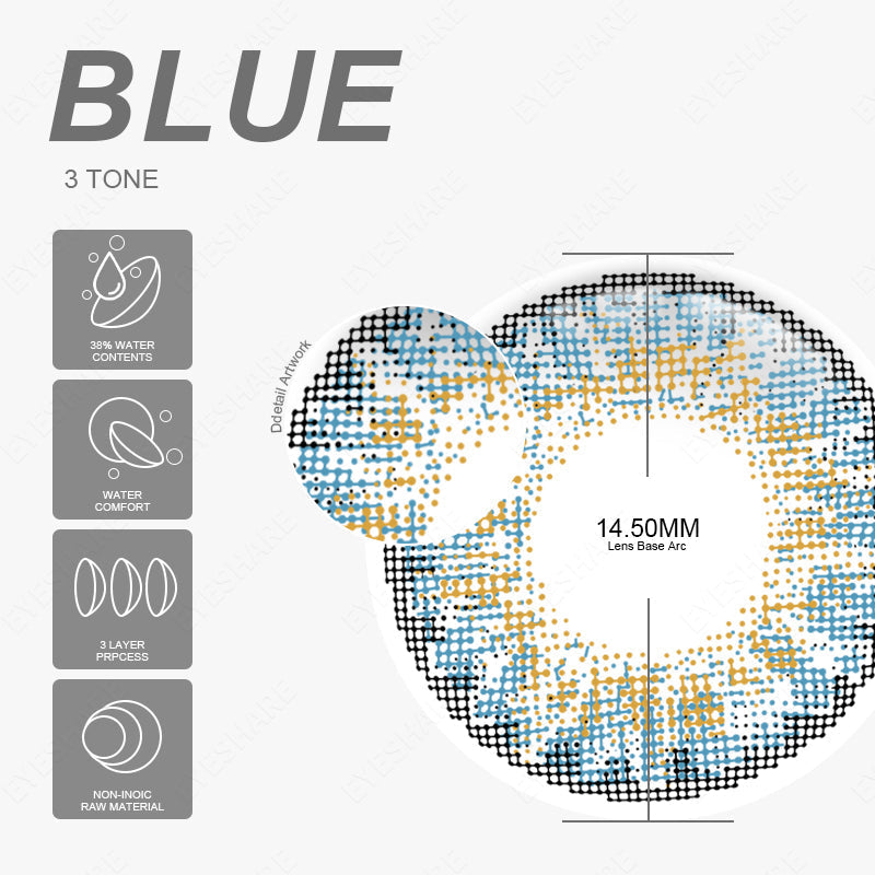 Rynx 3TONE Blue 14.5mm 1 Pair | 1 Year