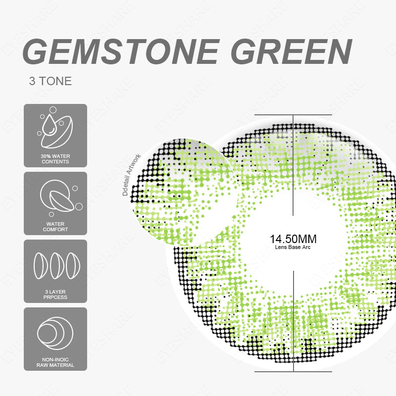 Rynx 3Tone Gemstone Green 14.5mm 1 Pair | 1 Year