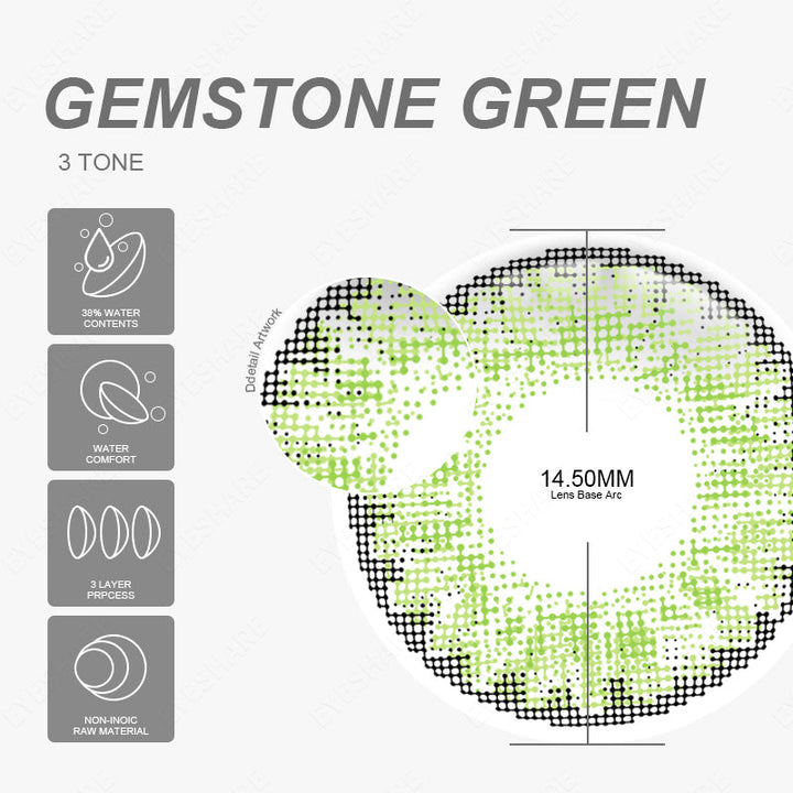 Rynx 3Tone Gemstone Green 14.5mm 1 Pair | 1 Year