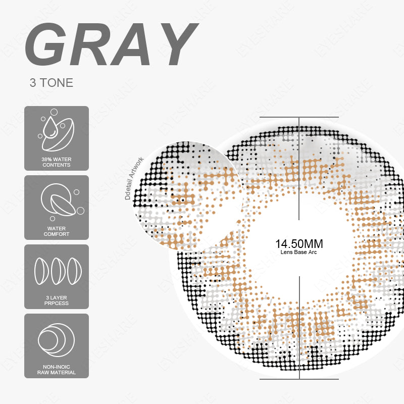 Rynx 3TONE Gray 14.5mm 1 Pair | 1 Year