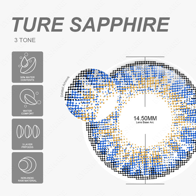 Rynx 3TONE Ture-Sapphire 14.5mm 1 Pair | 1 Year