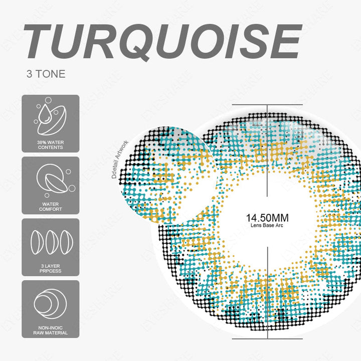 Rynx 3TONE Turquoise 14.5 mm 1 Pair | 1 Year