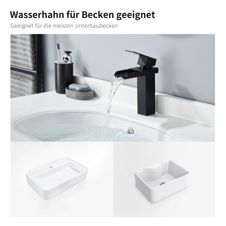Lisslune | Black Waterfall Faucet Bath
