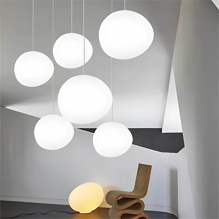 Lisslune | GloStone | Elegant Glass Pebble Pendant Light