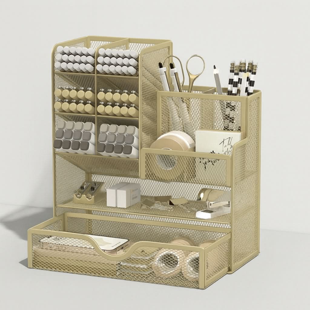 Lisslune | Metal Desk Organizer with Compartments for Office Supplies