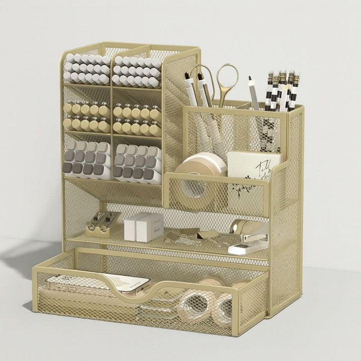 Lisslune | Metal Desk Organizer with Compartments for Office Supplies