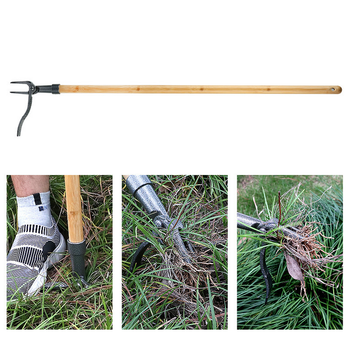 Lisslune | Weed puller with 4-claw head – Effective garden tool made of iron for root removal