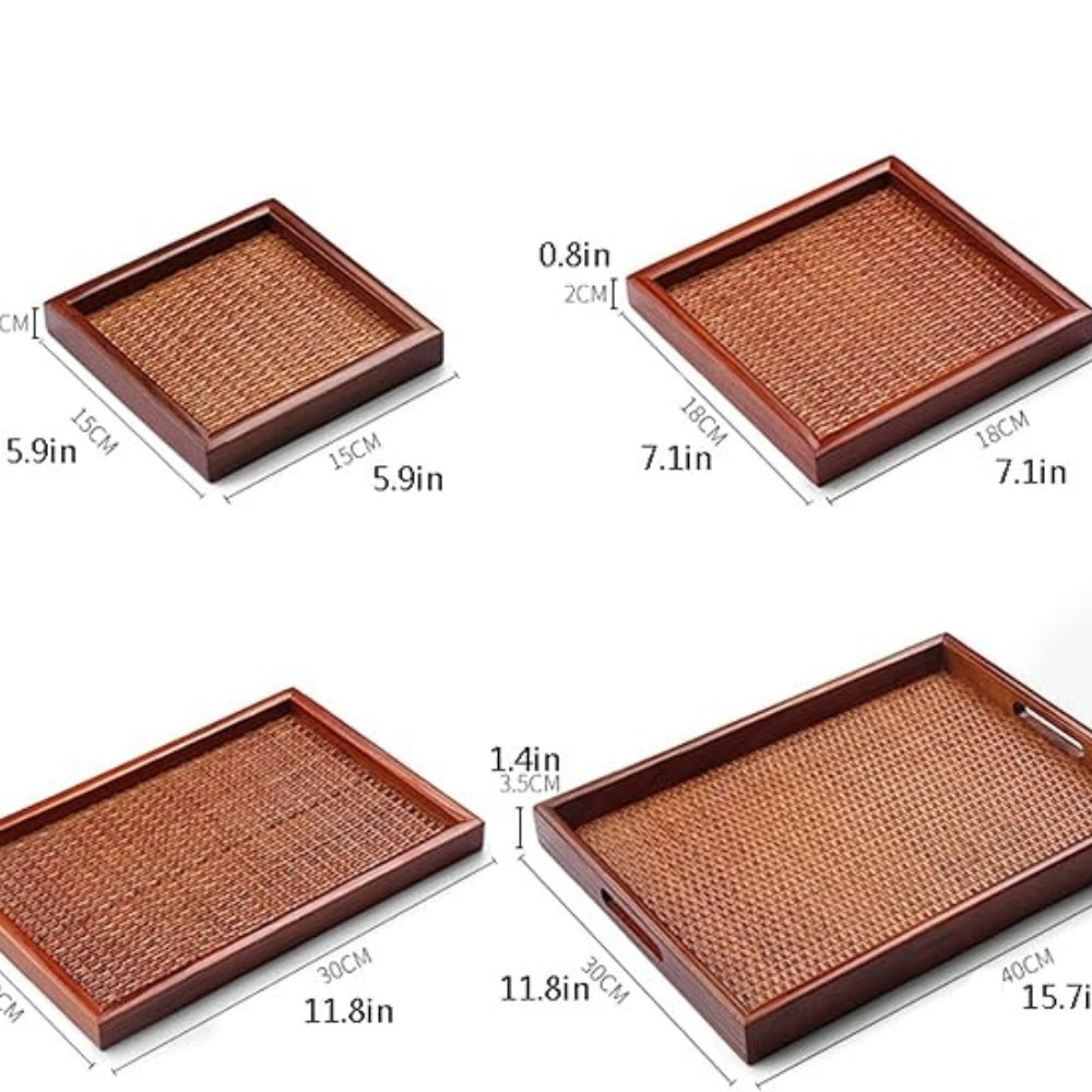 Lisslune | Artisanal Rattan Wooden Tea Tray