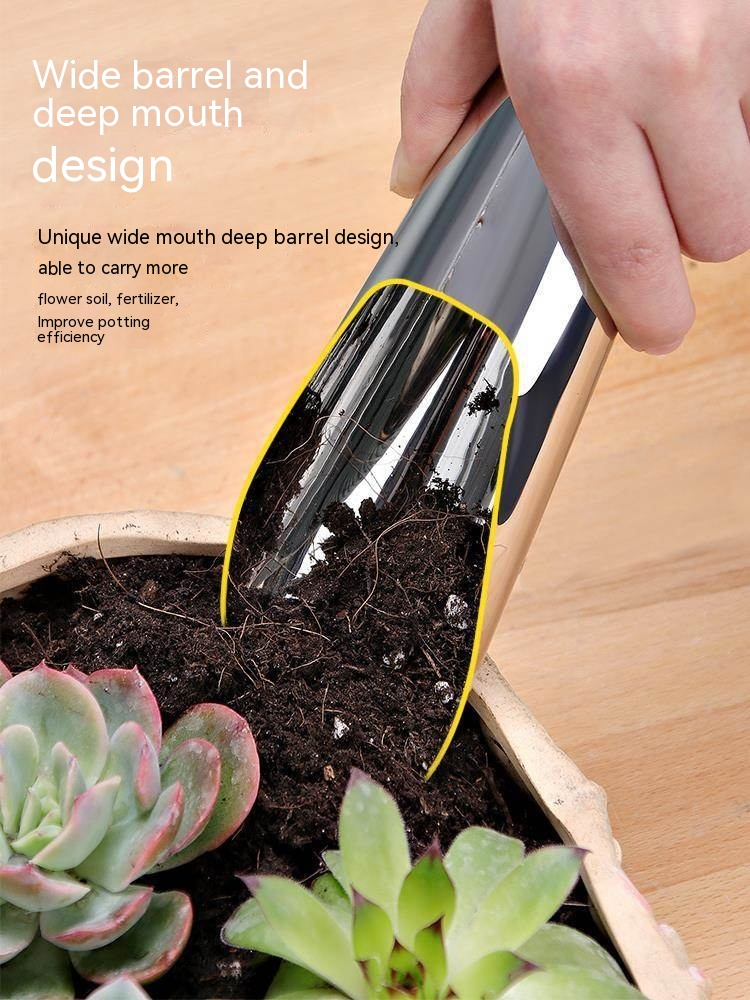 Lisslune | Stainless Steel Scoop for Potting Soil – Robust Planting Scoop for Garden and Balcony