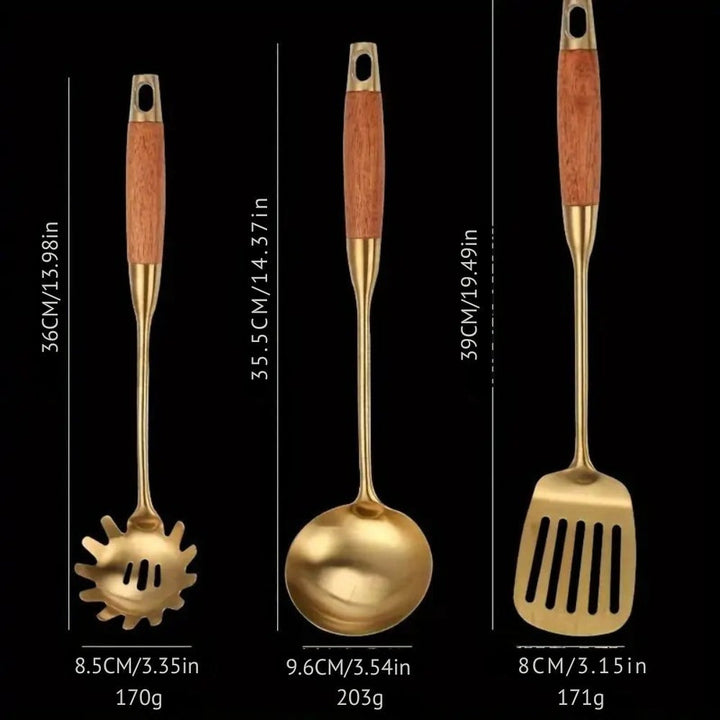 Lisslune | Chef’s Choice Golden Kitchen Utensils | 6pcs Set