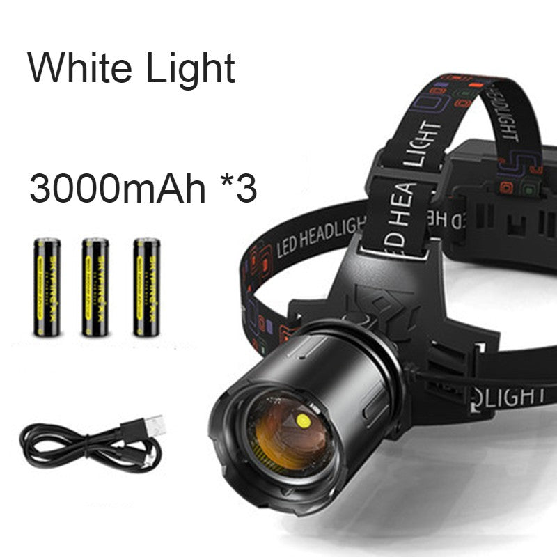 Lisslune | Rechargeable Waterproof Bright LED Work Headlamp, with Zoomable Light, 3 Light Modes & Powerbank, for Camping, Hiking, Hunting, Outdoors