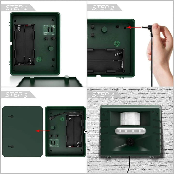Lisslune | Outdoor Ultrasonic Bird Repeller | Effective, Humane Woodpecker Deterrent for Gardens, Patios & Farms