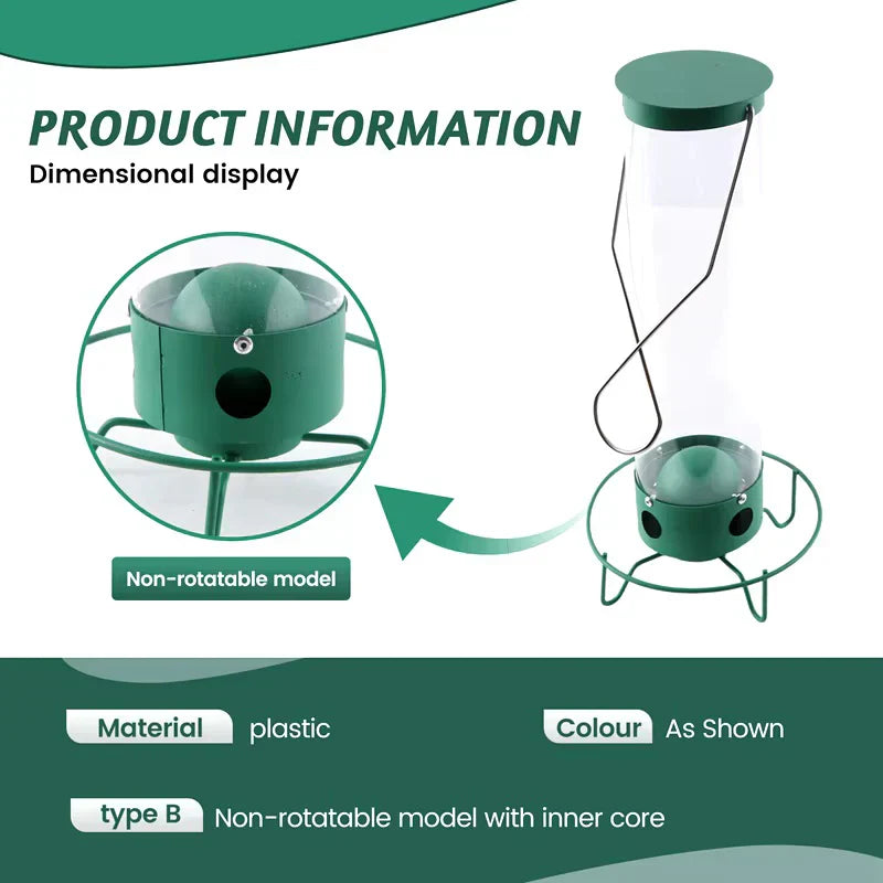 Lisslune | Squirrel Proof Bird Feeder | Heavy-Duty Metal, Multi-Feeding Ports & Ideal for Backyard Birdwatching