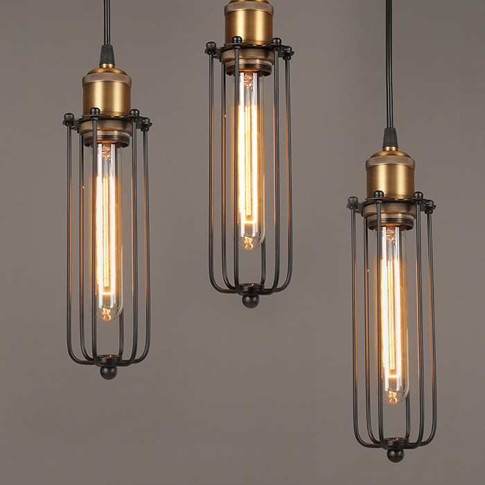 Lisslune | Industrial Pendant Light in Retro Design – Vintage Hanging Lamp with Metal Grid