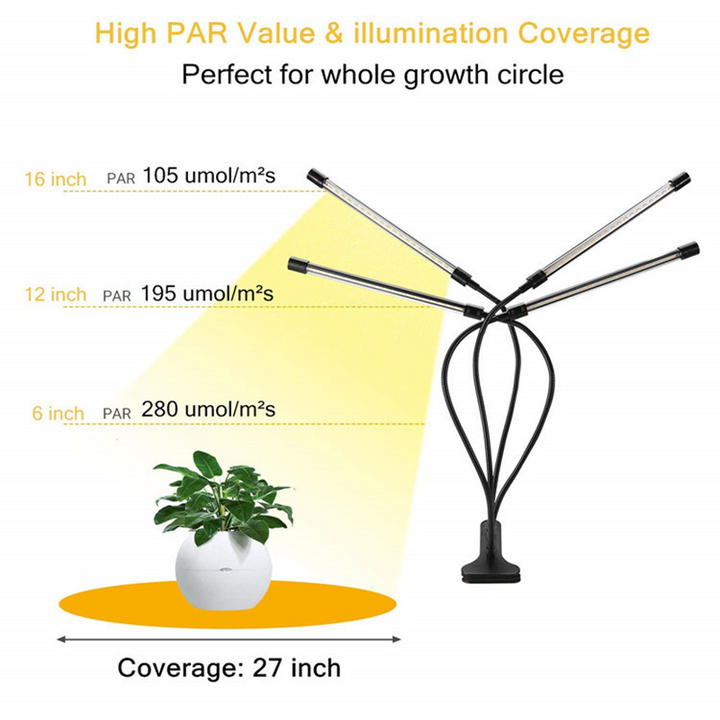 Lisslune | Plant growth light with 4 flexible arms and dimming function for indoor gardens