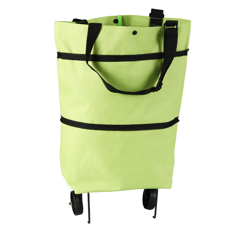 Lisslune | Reusable Shopping Trolley / Tote Bag with Foldable Wheels, Adjustable Strap, Thick Bottom and Large Capacity, For Shopping, Outdoors and More