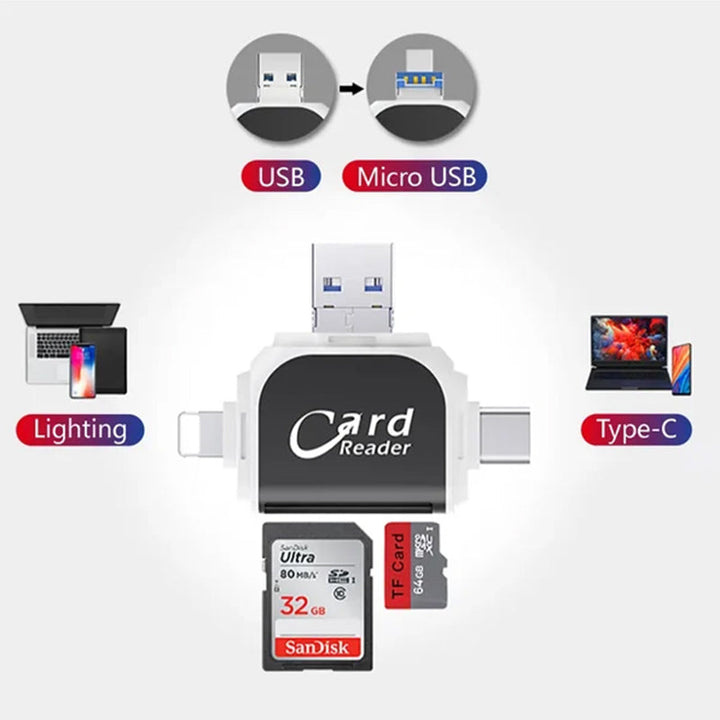 Lisslune | Multi-Port 4 in1 Universal SD TF Card Reader
