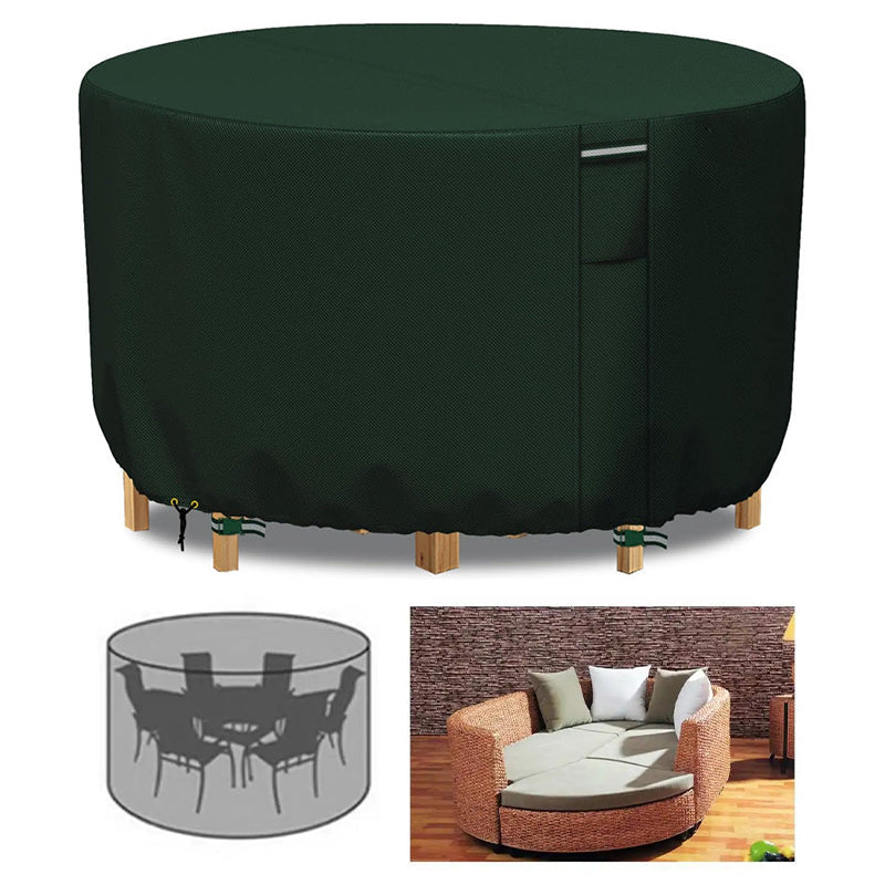 Lisslune | Round Waterproof Garden Furniture Cover | Heavy-Duty, UV-Resistant & Adjustable for Outdoor Tables and Chairs