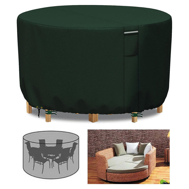 Lisslune | Round Waterproof Garden Furniture Cover | Heavy-Duty, UV-Resistant & Adjustable for Outdoor Tables and Chairs