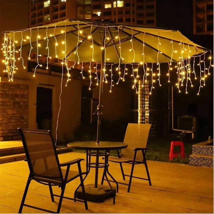Lisslune | Quntis 10m 300 LED Solar String Lights – IP44 Waterproof Outdoor Garden & Patio Christmas Waterfall Icicle Lights for Holiday & Party Decoration