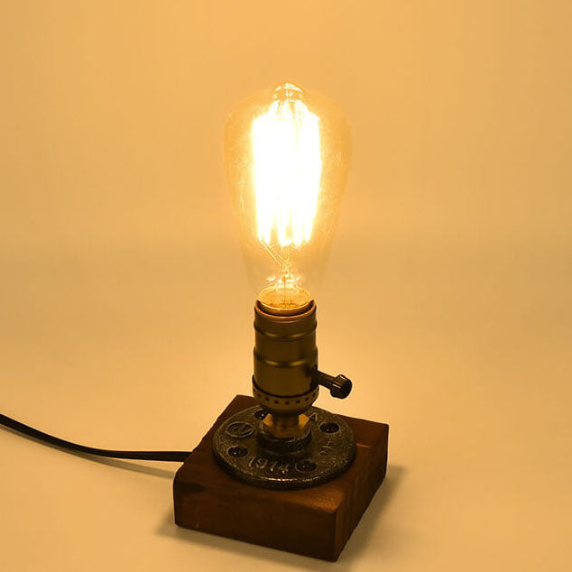 Lisslune | Vintage Industrial Iron Light Bulb 1-Light Table Lamp