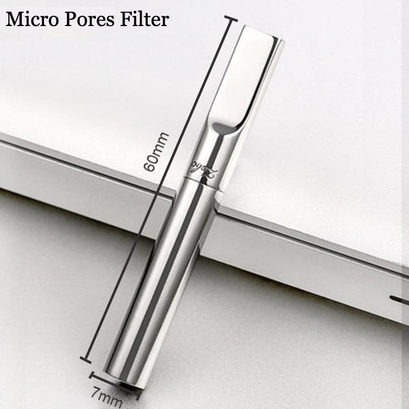 Lisslune | Portable Reusable Stainless Steel Cigarette Filter Holder, with Tar Filter & Detachable Design