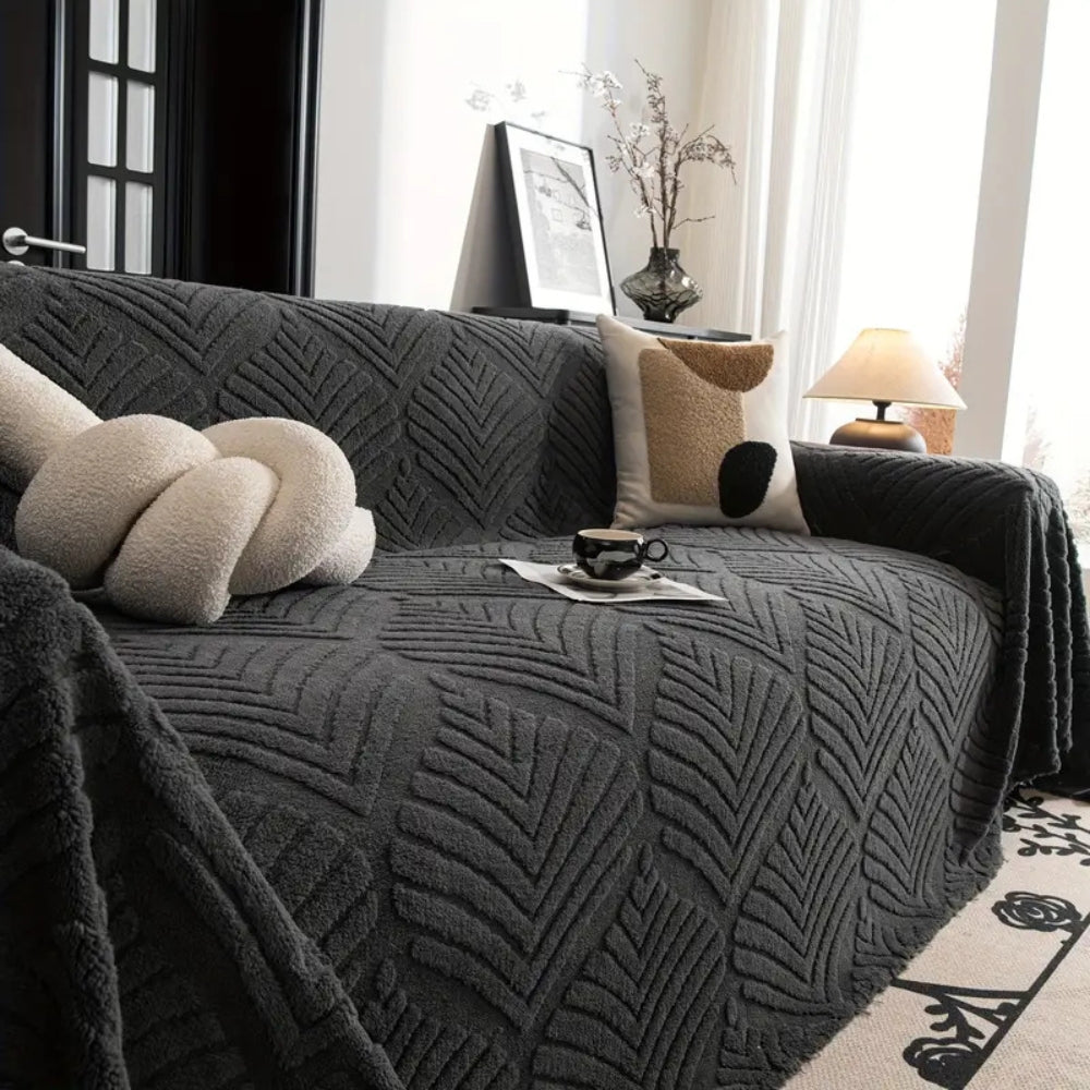 Lisslune | Herringbone Leaf Design Fleece Sofa Cover